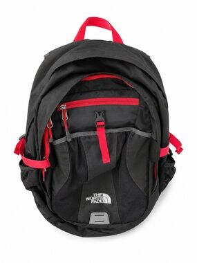 The North Face Dark Grey Backpack with Hot Pink Accents